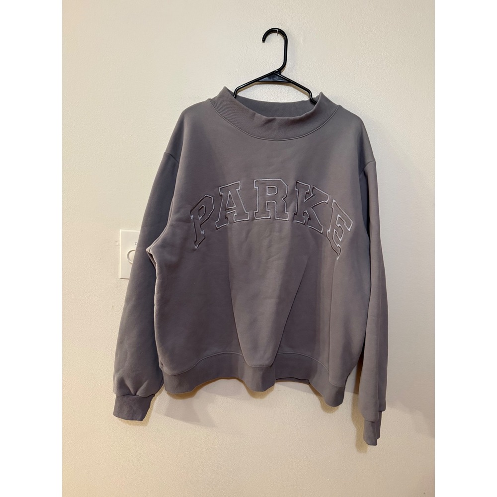 PARKE Fleece Varsity Mockneck Monochrome Stone Tonal Size L/XL